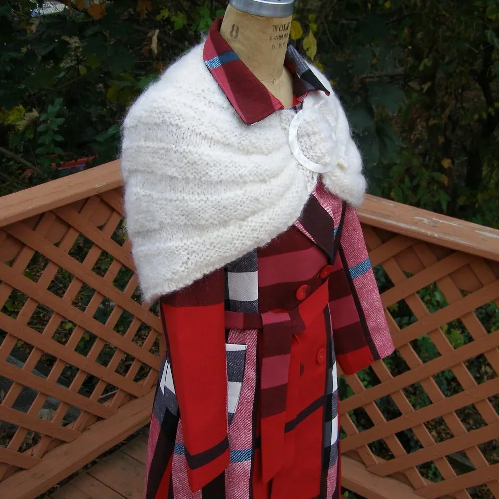 Beautiful Handmade Shawl w/Pearl color Buckle
